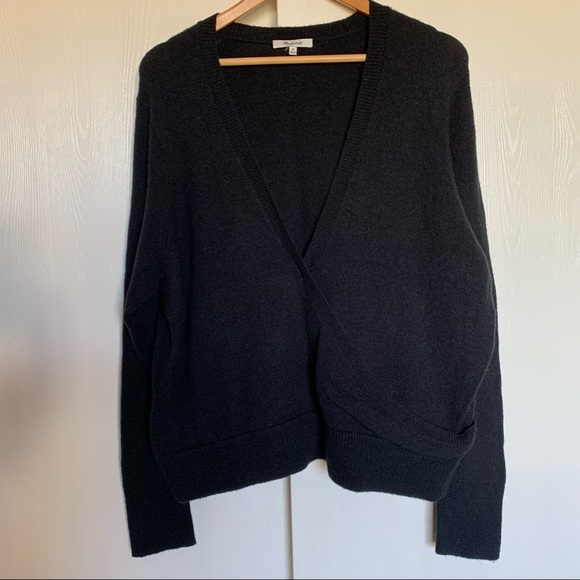 NWOT Madewell Wrap-Front Pullover Sweater in True Black Size 2X - Picture 2 of 10